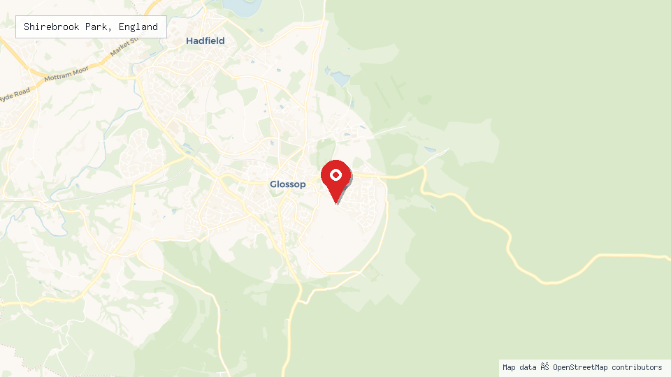 Street map of Shirebrook Park, England with location pin