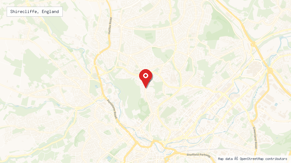 Street map of Shirecliffe, England with location pin