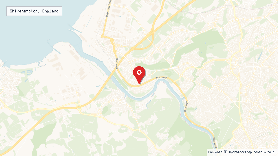 Street map of Shirehampton, England with location pin