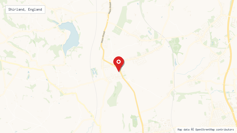 Street map of Shirland, England with location pin
