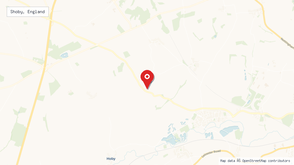 Street map of Shoby, England with location pin