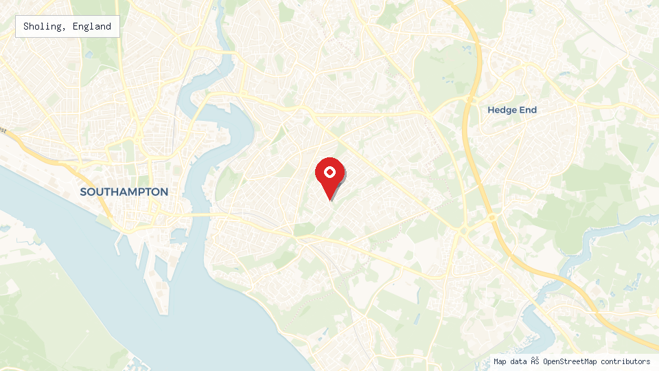 Street map of Sholing, England with location pin