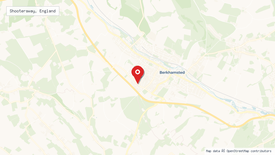 Street map of Shootersway, England with location pin