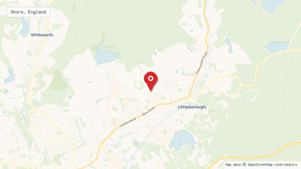 Street map of Shore, England with location pin