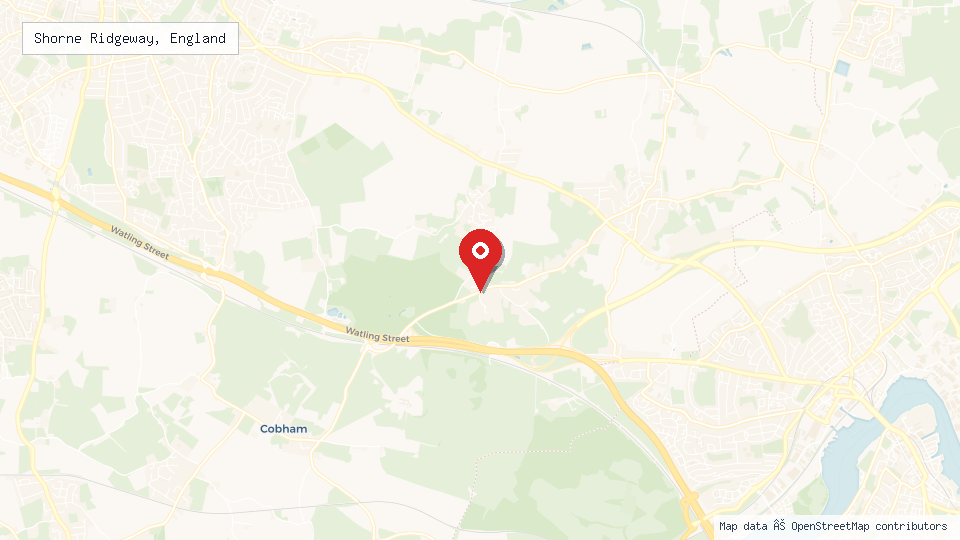 Street map of Shorne Ridgeway, England with location pin