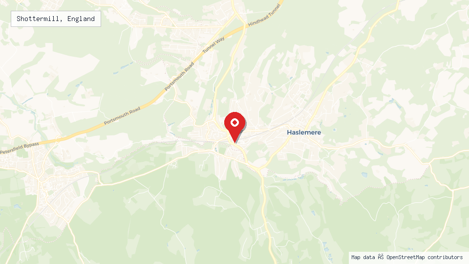 Street map of Shottermill, England with location pin