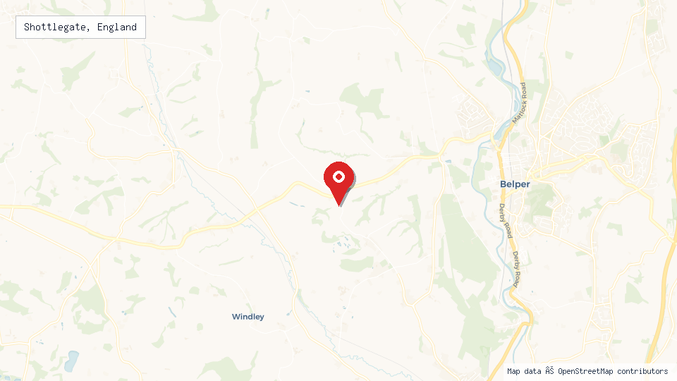 Street map of Shottlegate, England with location pin