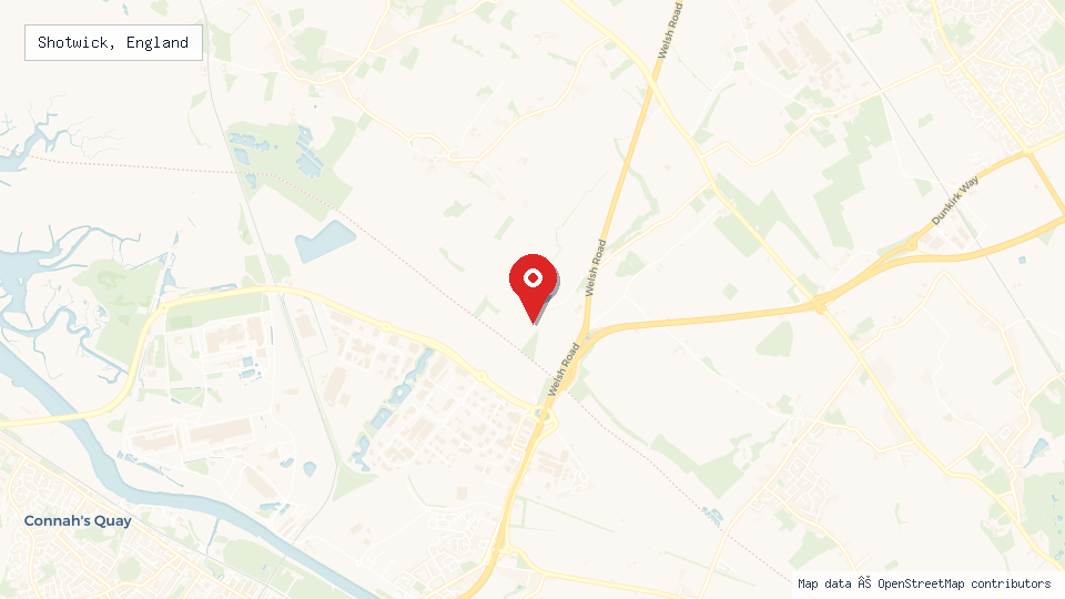 Street map of Shotwick, England with location pin