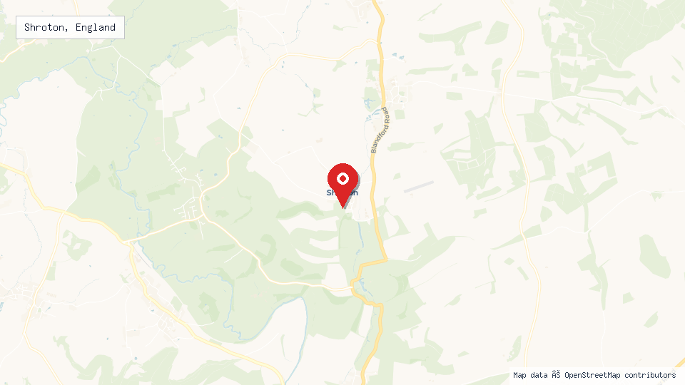 Street map of Shroton, England with location pin