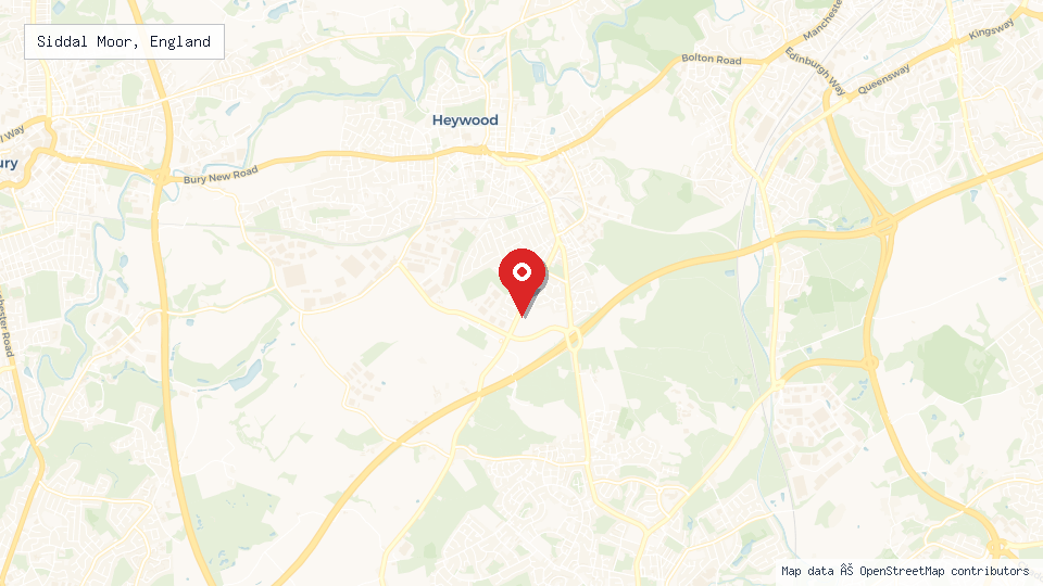 Street map of Siddal Moor, England with location pin