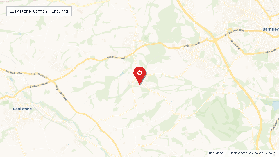 Street map of Silkstone Common, England with location pin