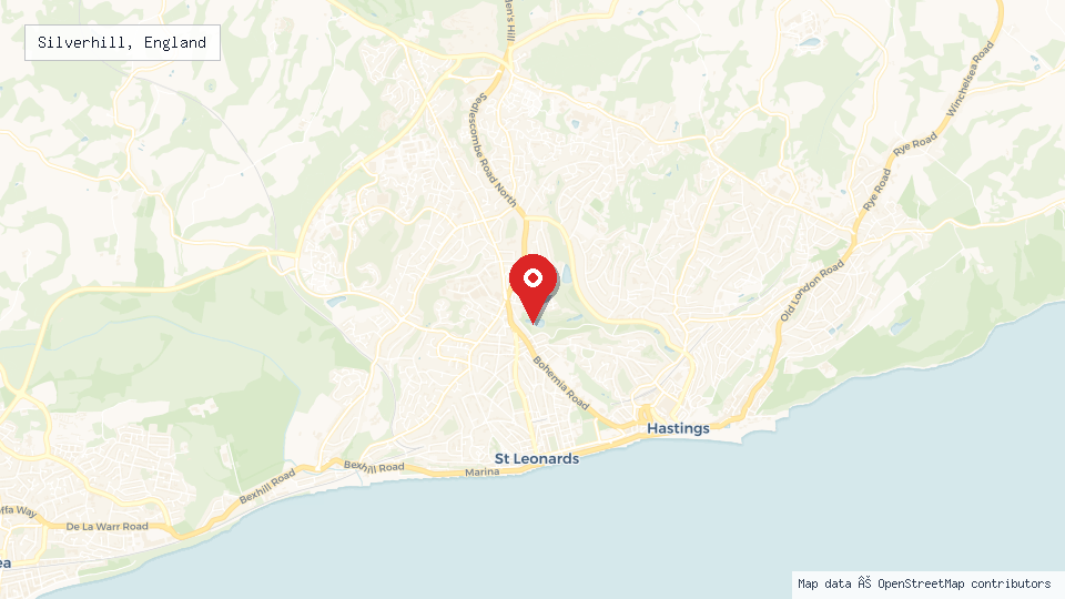 Street map of Silverhill, England with location pin