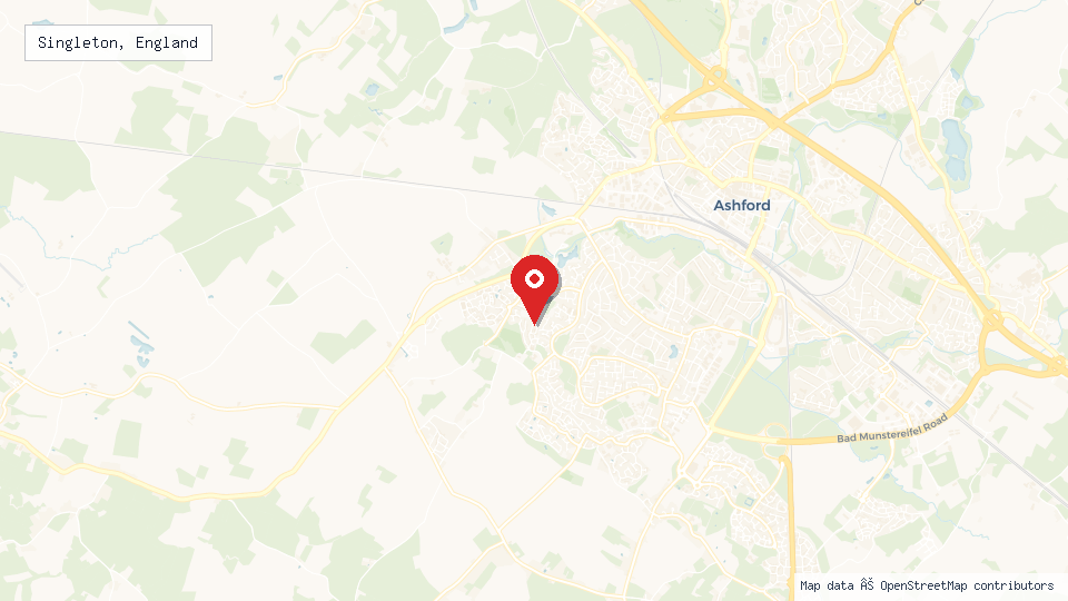 Street map of Singleton, England with location pin
