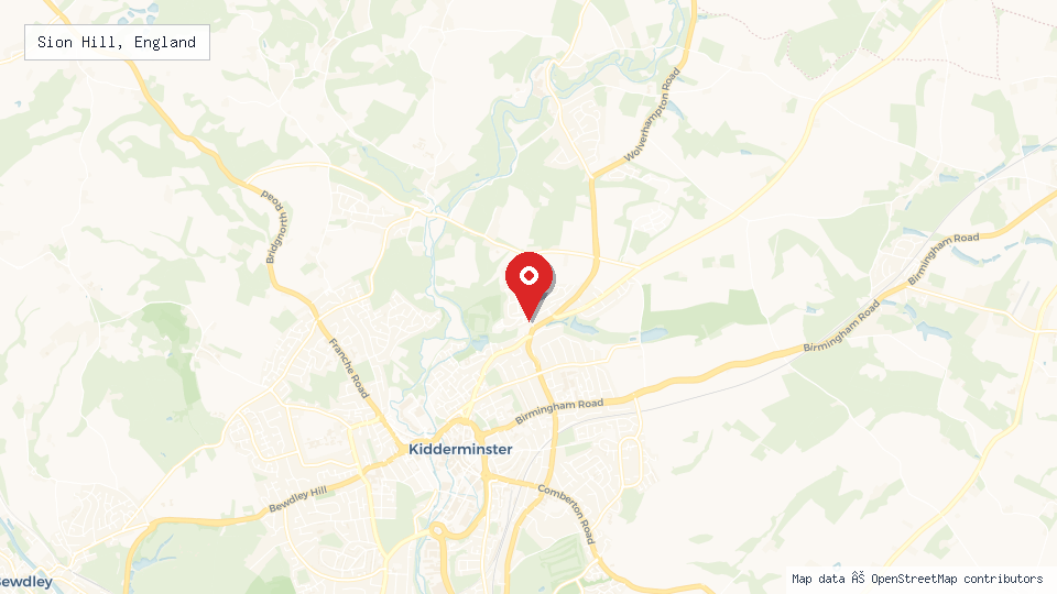 Street map of Sion Hill, England with location pin