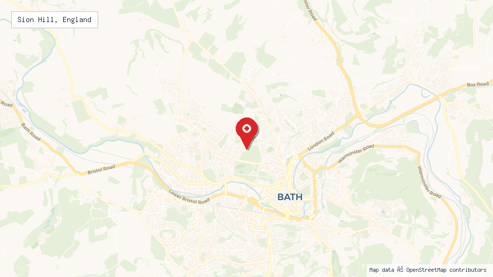 Street map of Sion Hill, England with location pin