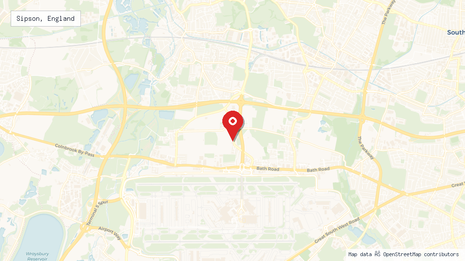 Street map of Sipson, England with location pin