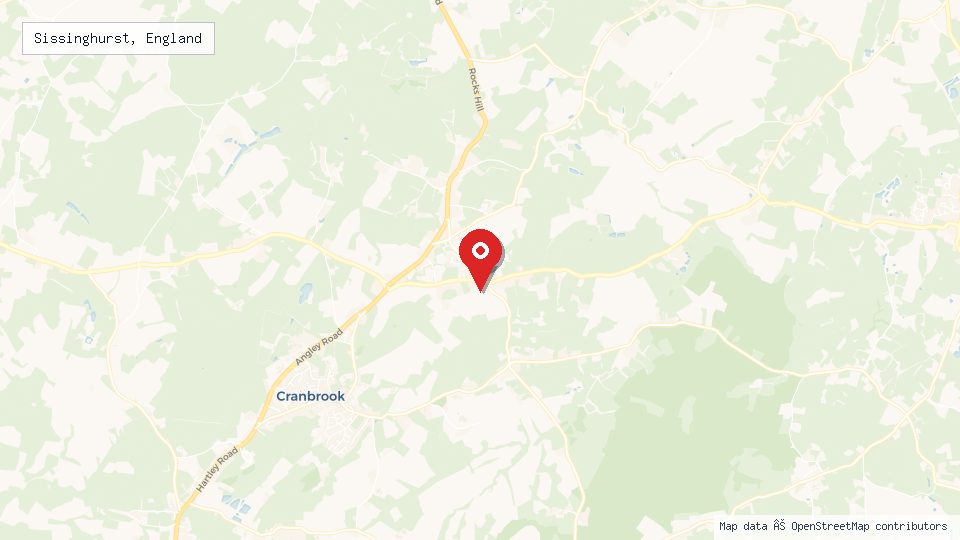 Street map of Sissinghurst, England with location pin