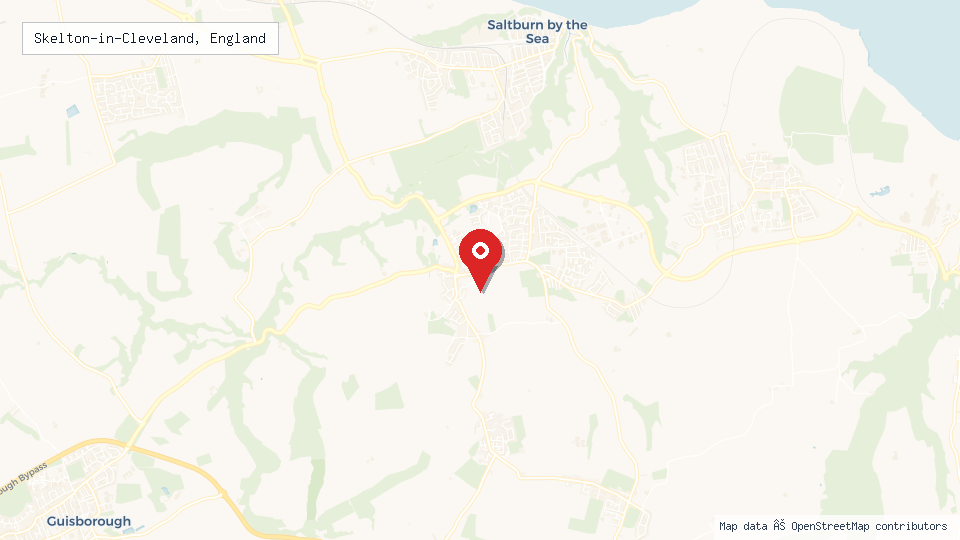 Street map of Skelton-in-Cleveland, England with location pin