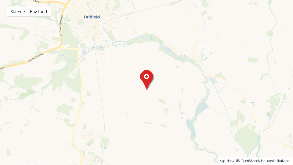 Street map of Skerne, England with location pin