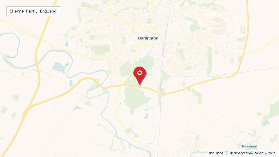 Street map of Skerne Park, England with location pin