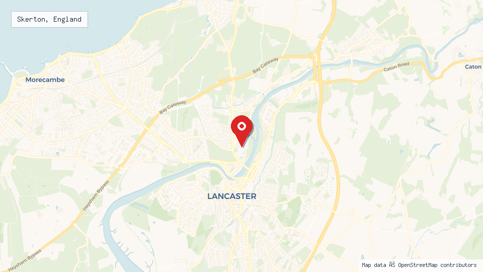 Street map of Skerton, England with location pin