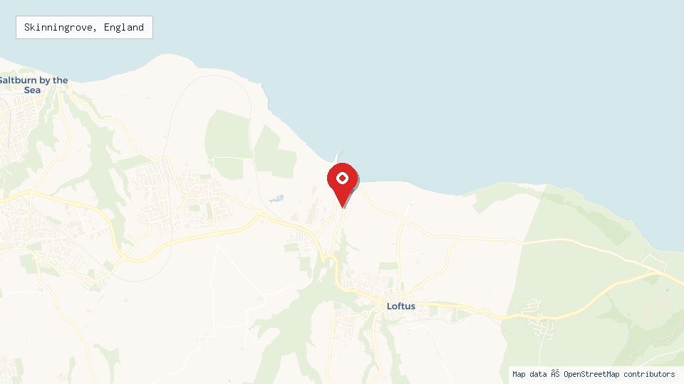 Street map of Skinningrove, England with location pin