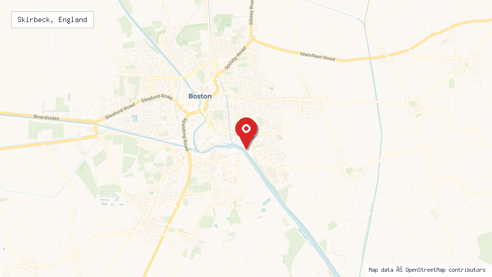 Street map of Skirbeck, England with location pin