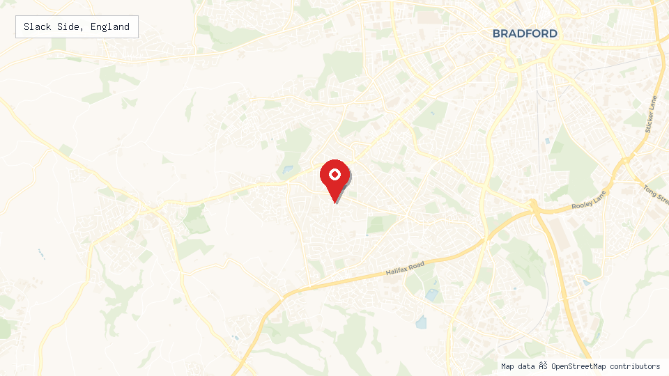 Street map of Slack Side, England with location pin