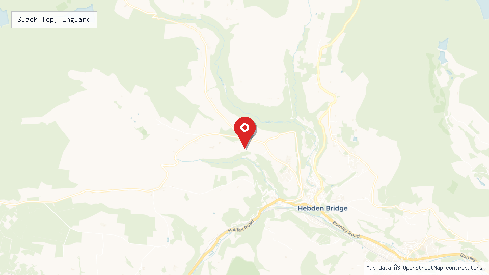 Street map of Slack Top, England with location pin