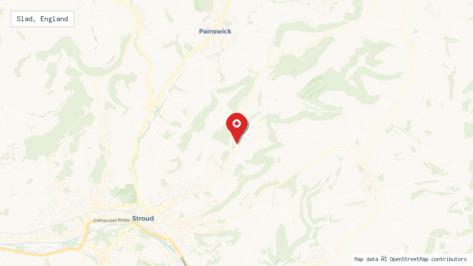 Street map of Slad, England with location pin