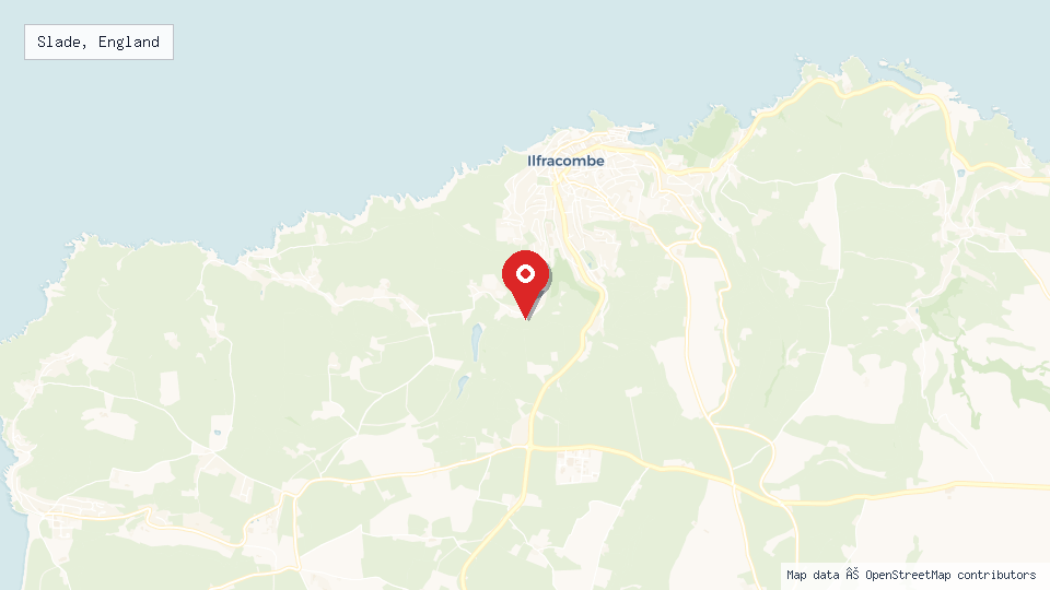 Street map of Slade, England with location pin