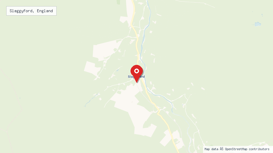 Street map of Slaggyford, England with location pin