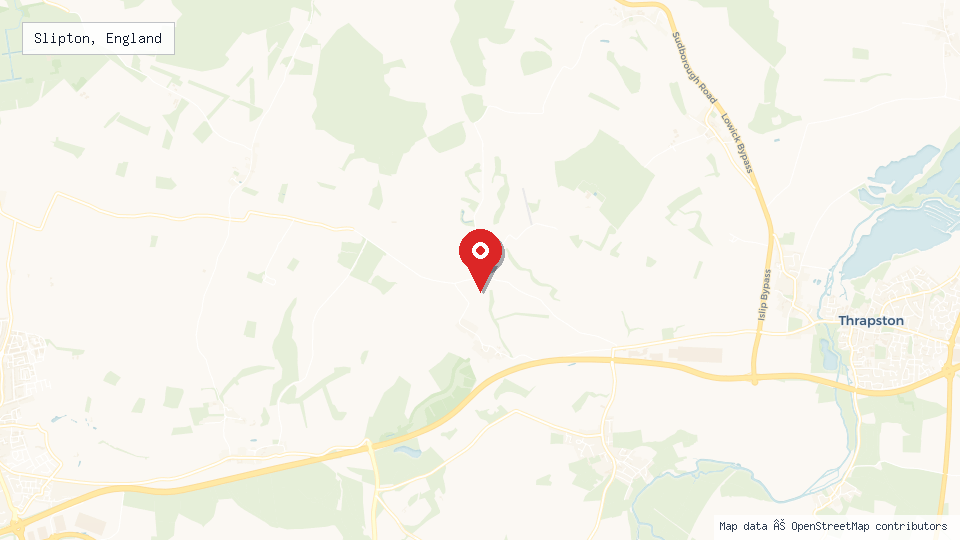Street map of Slipton, England with location pin