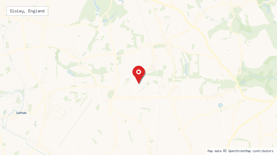Street map of Sloley, England with location pin