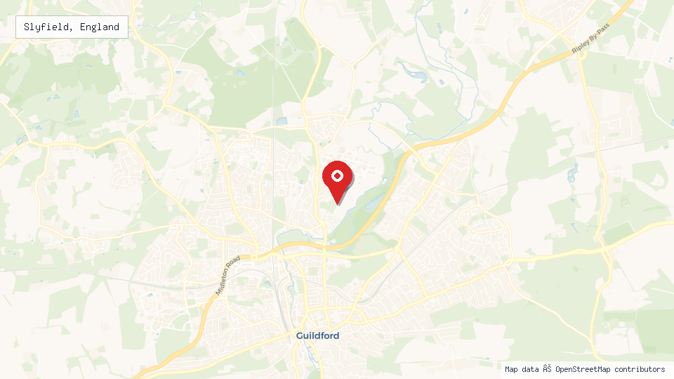 Street map of Slyfield, England with location pin