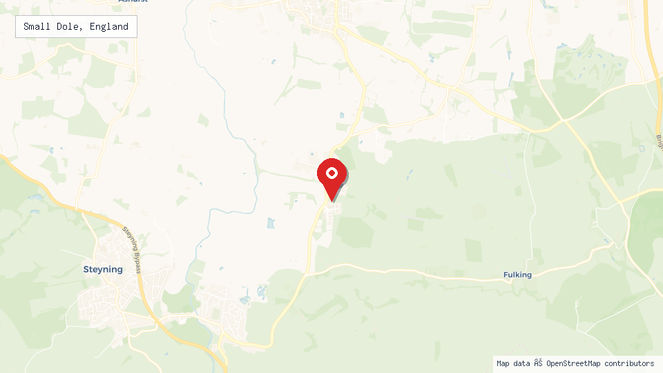 Street map of Small Dole, England with location pin