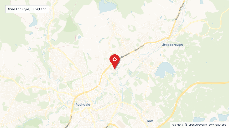 Street map of Smallbridge, England with location pin