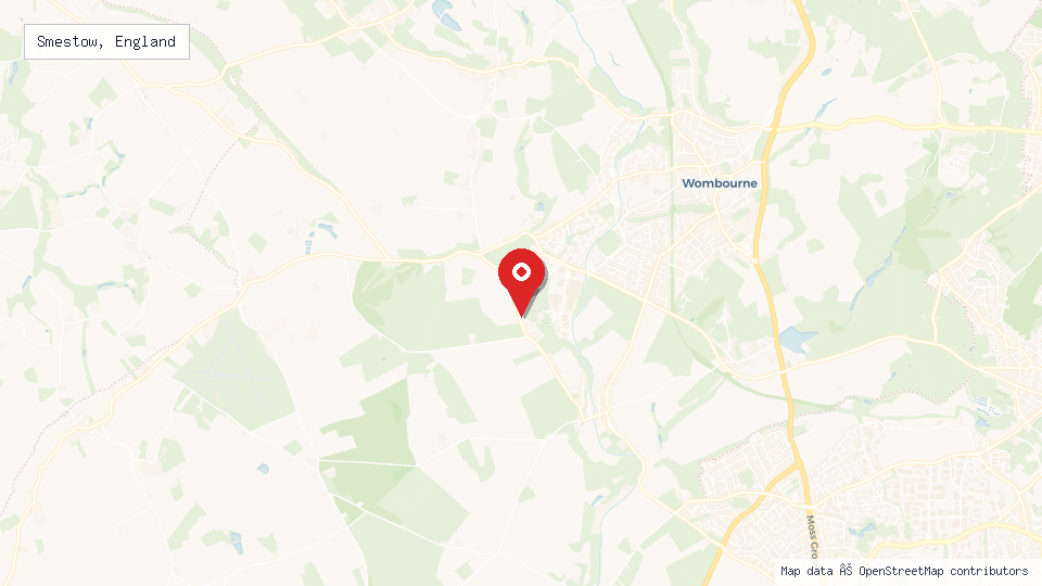 Street map of Smestow, England with location pin