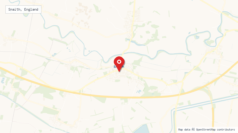 Street map of Snaith, England with location pin