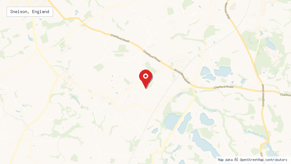 Street map of Snelson, England with location pin