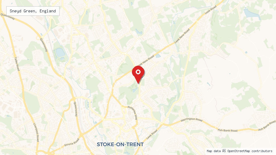 Street map of Sneyd Green, England with location pin