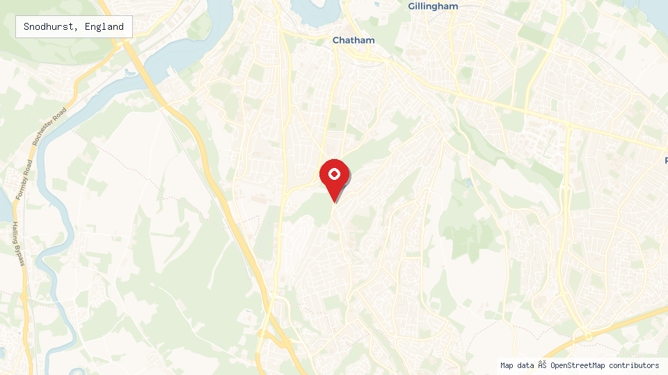 Street map of Snodhurst, England with location pin