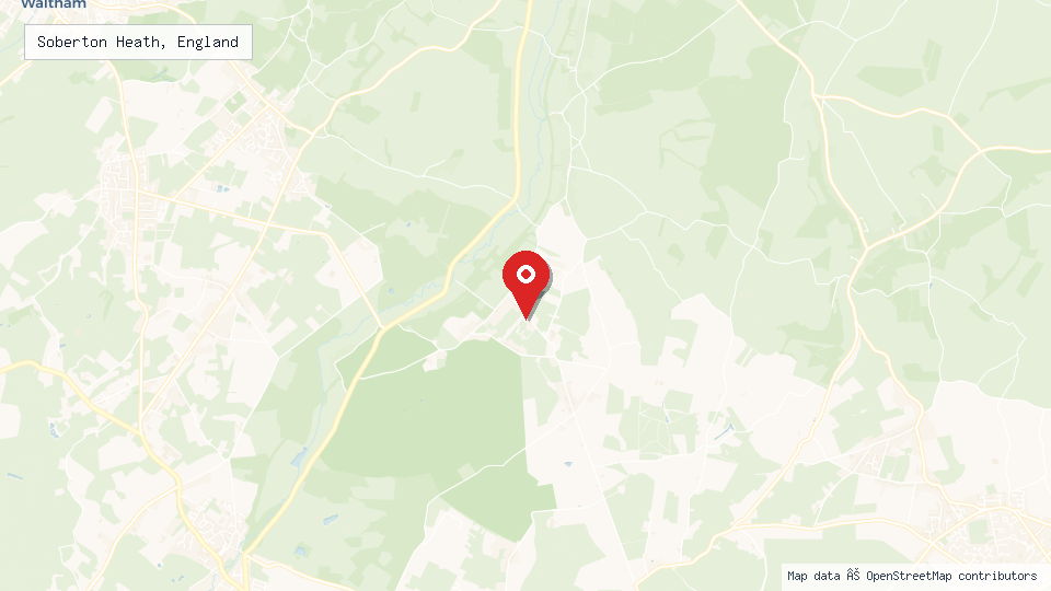 Street map of Soberton Heath, England with location pin