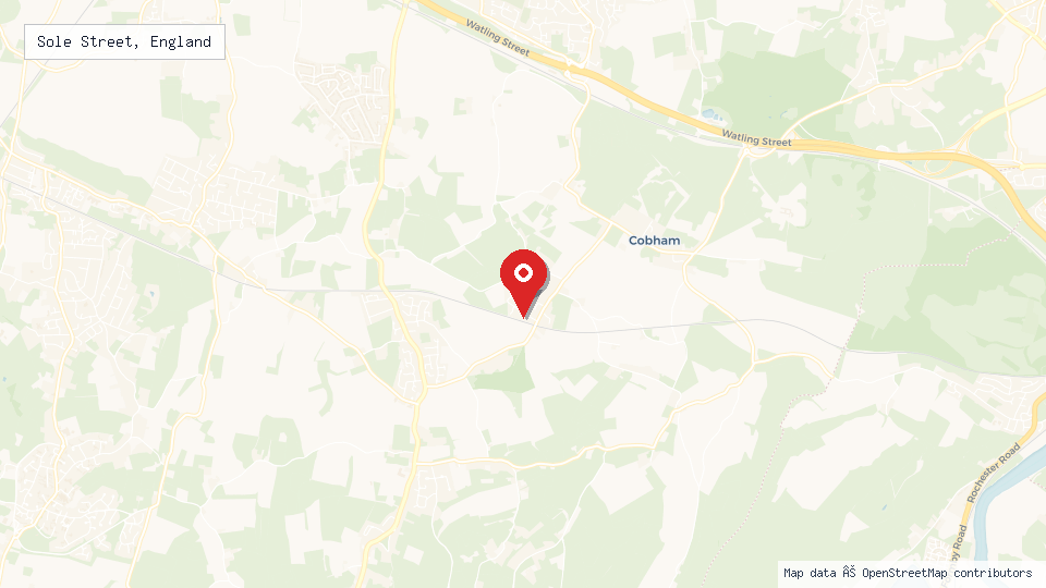 Street map of Sole Street, England with location pin