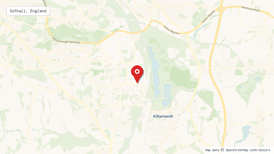 Street map of Sothall, England with location pin