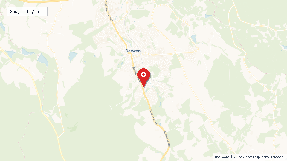Street map of Sough, England with location pin