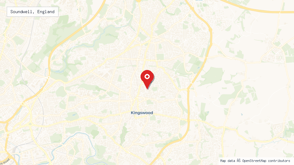Street map of Soundwell, England with location pin