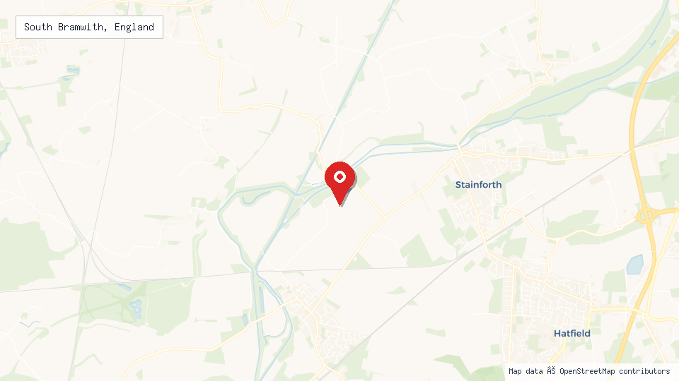 Street map of South Bramwith, England with location pin