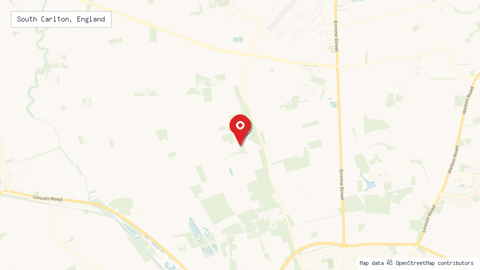 Street map of South Carlton, England with location pin