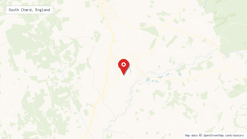 Street map of South Chard, England with location pin